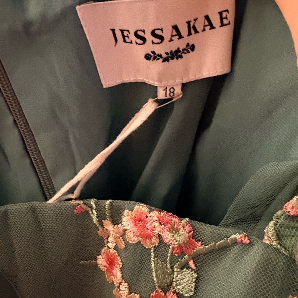 JessaKae Green Floral Prom Dress - Picture 7 of 11